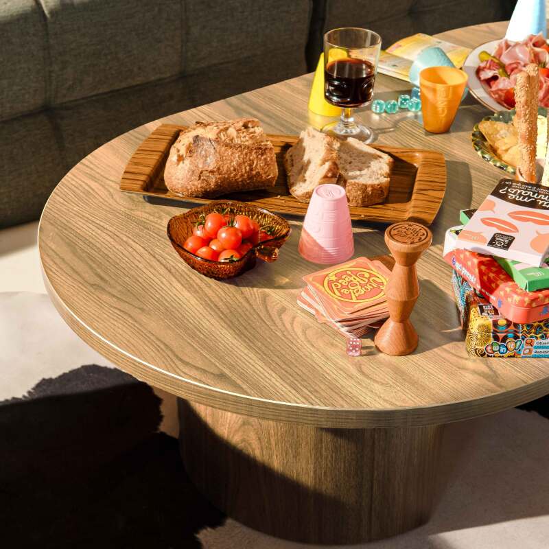 Mesa de centro efecto madera ovalada 120x70x35 cm (5/7)