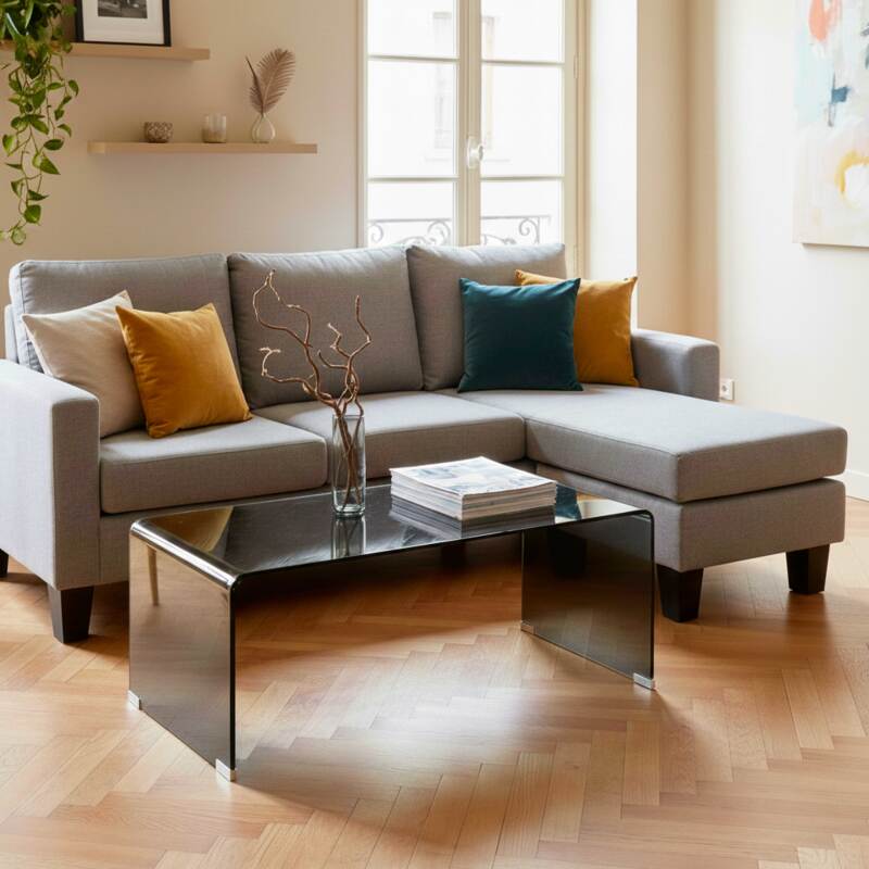 Sofá esquinero de 3 plazas de tela con chaise longue derecha (6/7)