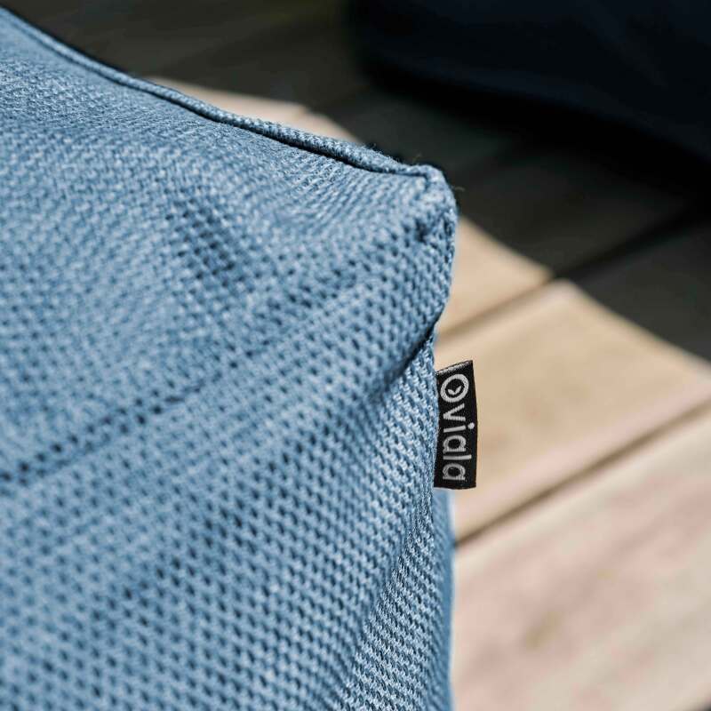 Sofá modular de exterior a rayas para 4 personas con 1 sillón, 2 sillones esquineros y 1 puf (5/7)