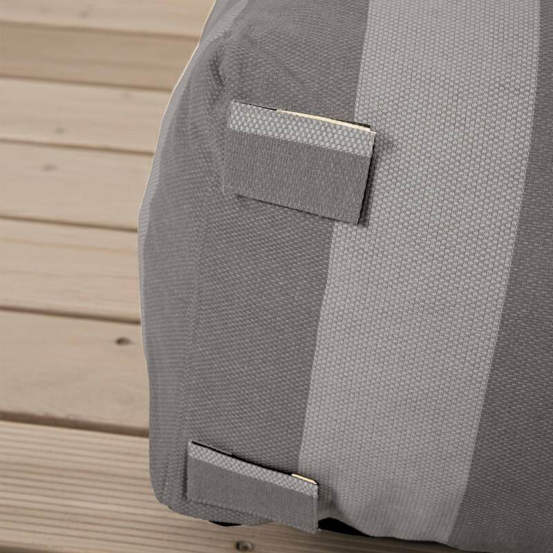 Sofá modular de exterior a rayas para 4 personas con 1 sillón, 2 sillones esquineros y 1 puf (6/7)