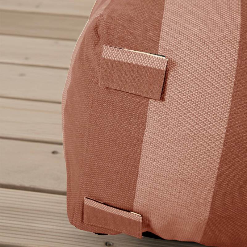 Sofá modular de exterior a rayas para 4 personas con 1 sillón, 2 sillones esquineros y 1 puf (6/7)