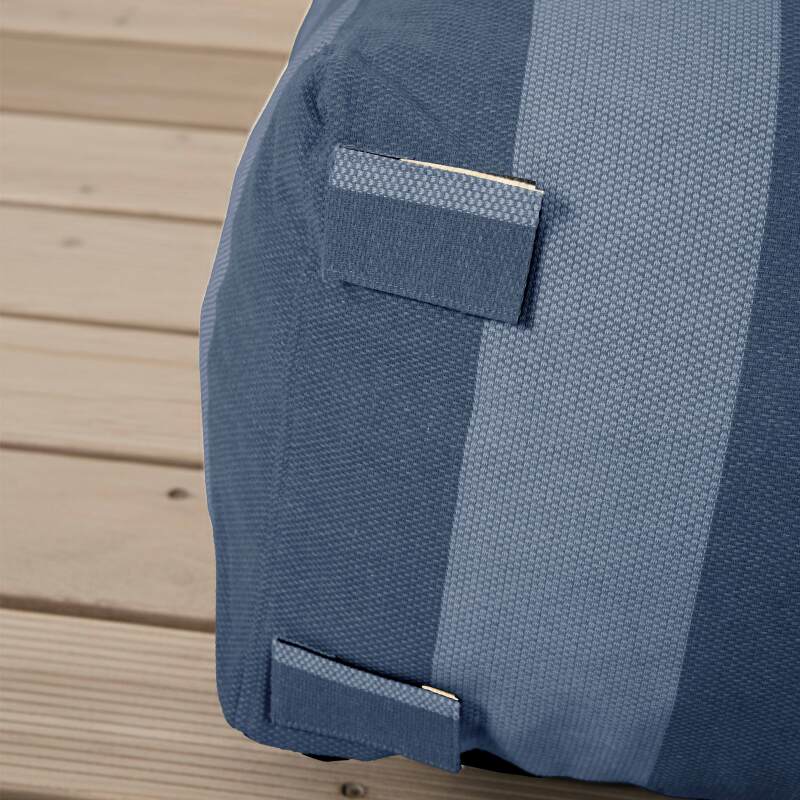 Sofá modular de exterior a rayas para 4 personas con 1 sillón, 2 sillones esquineros y 1 puf (6/7)