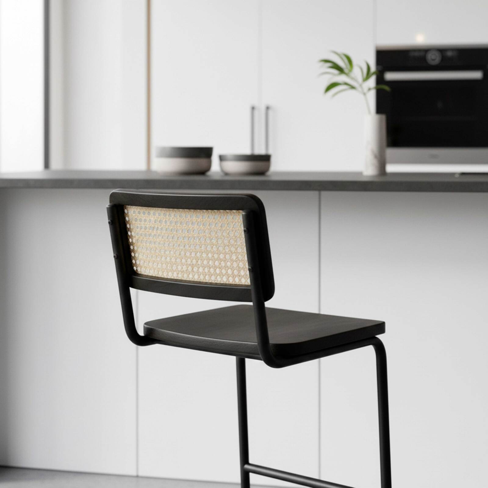 Sillas altas de madera y metal - Lote de 2