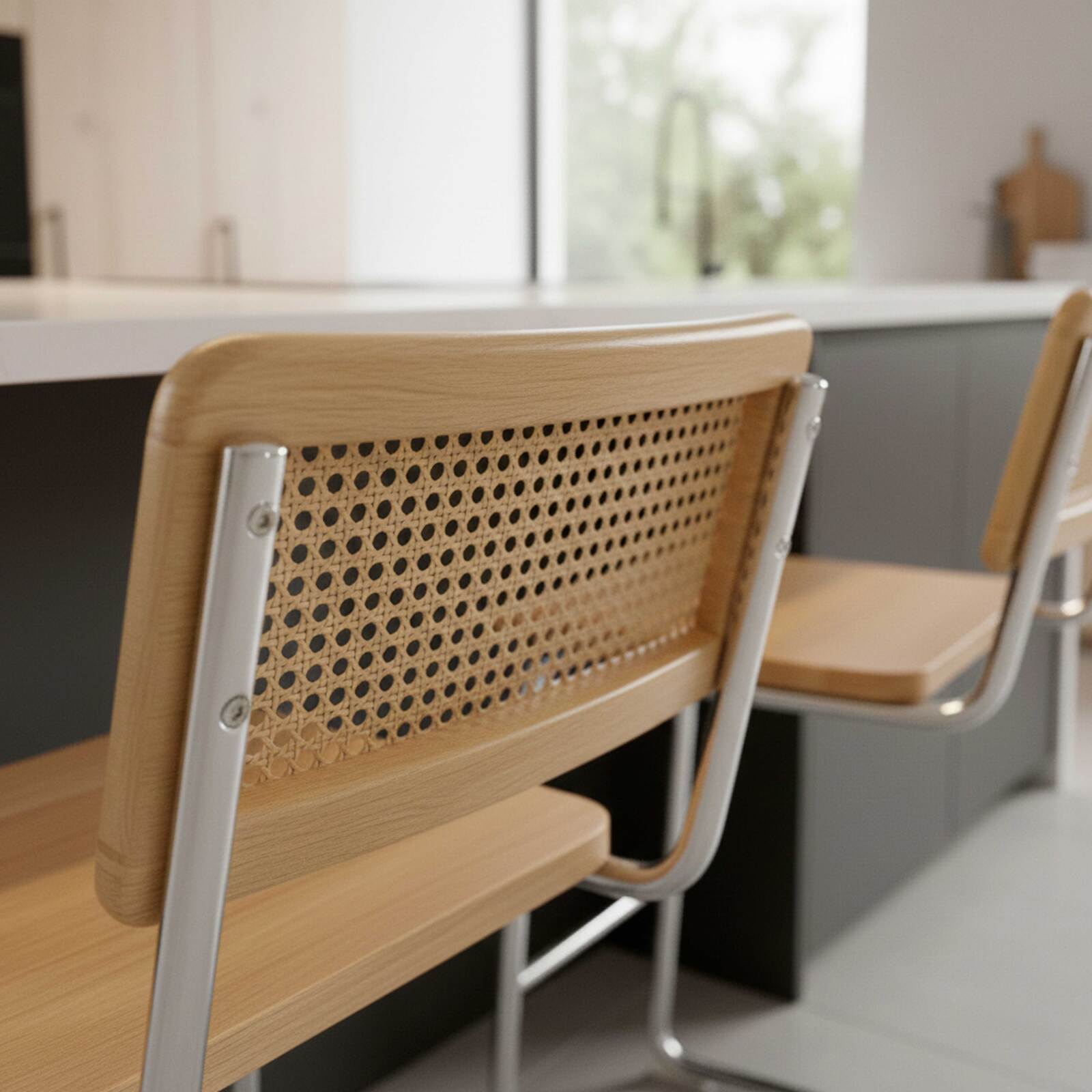 Sillas altas de madera y metal - Lote de 2