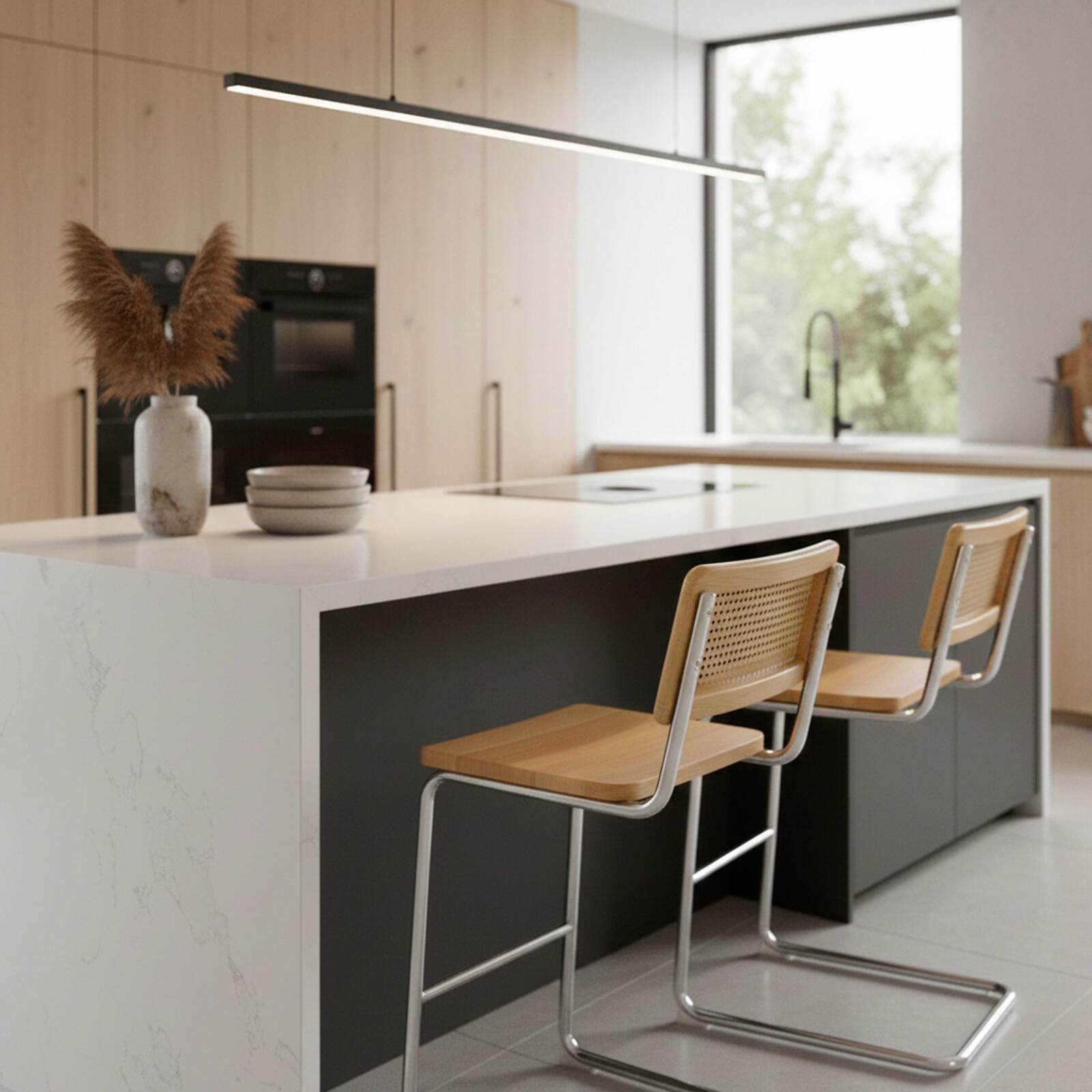 Sillas altas de madera y metal - Lote de 2