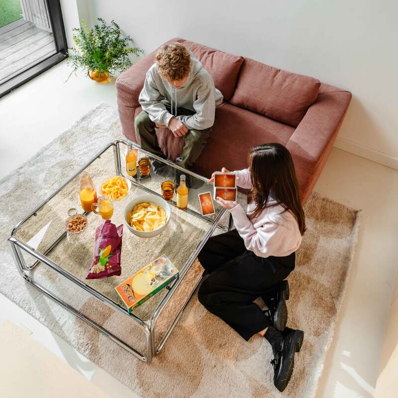 Mesa de centro de cristal templado cuadrada 90x90 cm