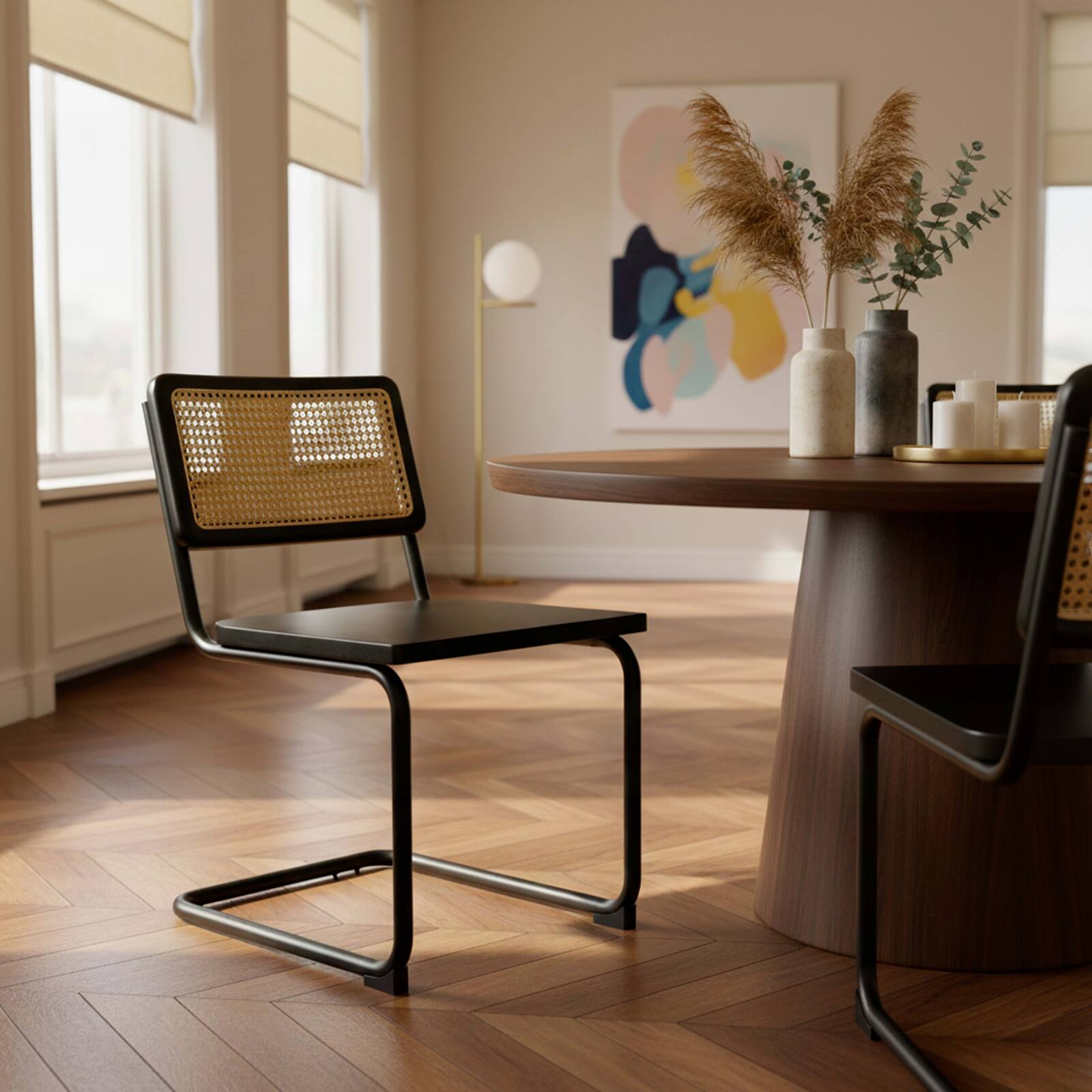 Sillas de madera y metal - Lote de 2