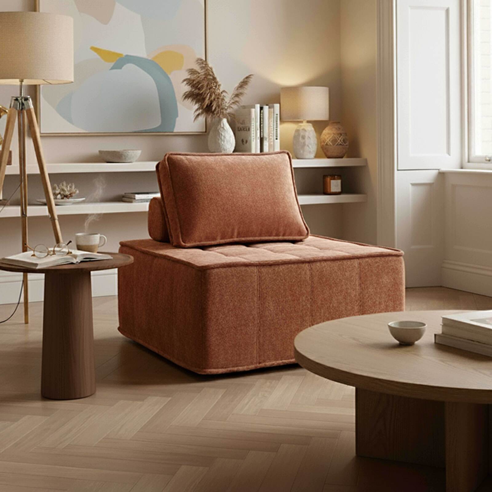 Sillón de tela para sofá modular con cojín