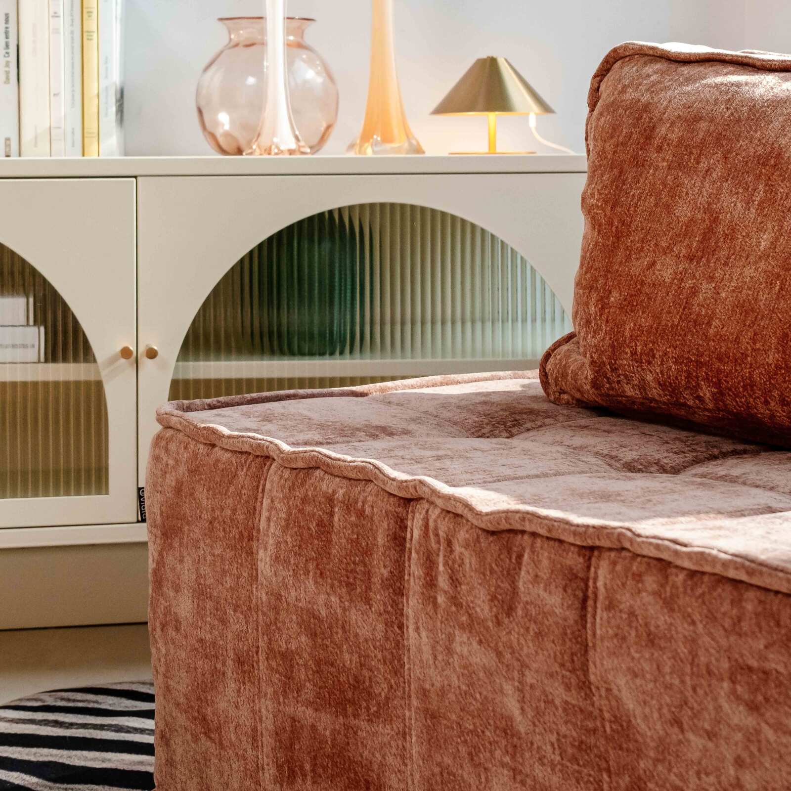 Sofá modular de 2 plazas de tela con cojines