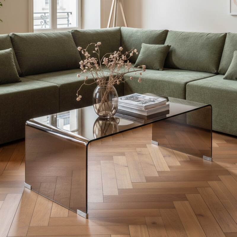 Mesa de centro de cristal templado rectangular 110x50 cm