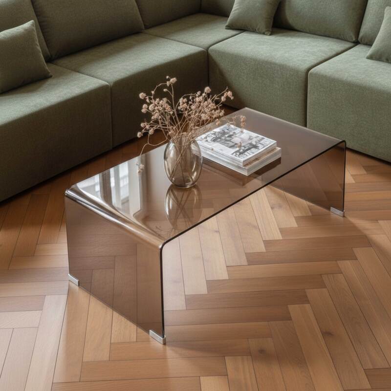 Mesa de centro de cristal templado rectangular 110x50 cm (2/7)