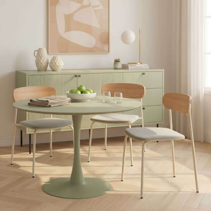 Mesa de comedor redonda lisa 4 personas