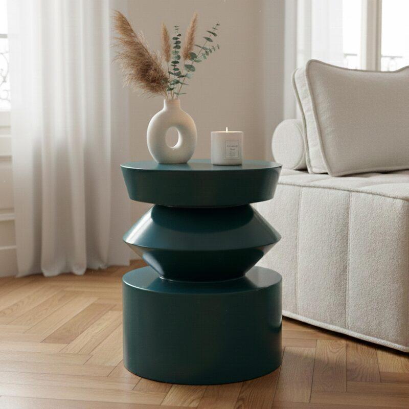Mesa de centro efecto lacado redonda, Ø40 cm estilo retro - Lifestyle