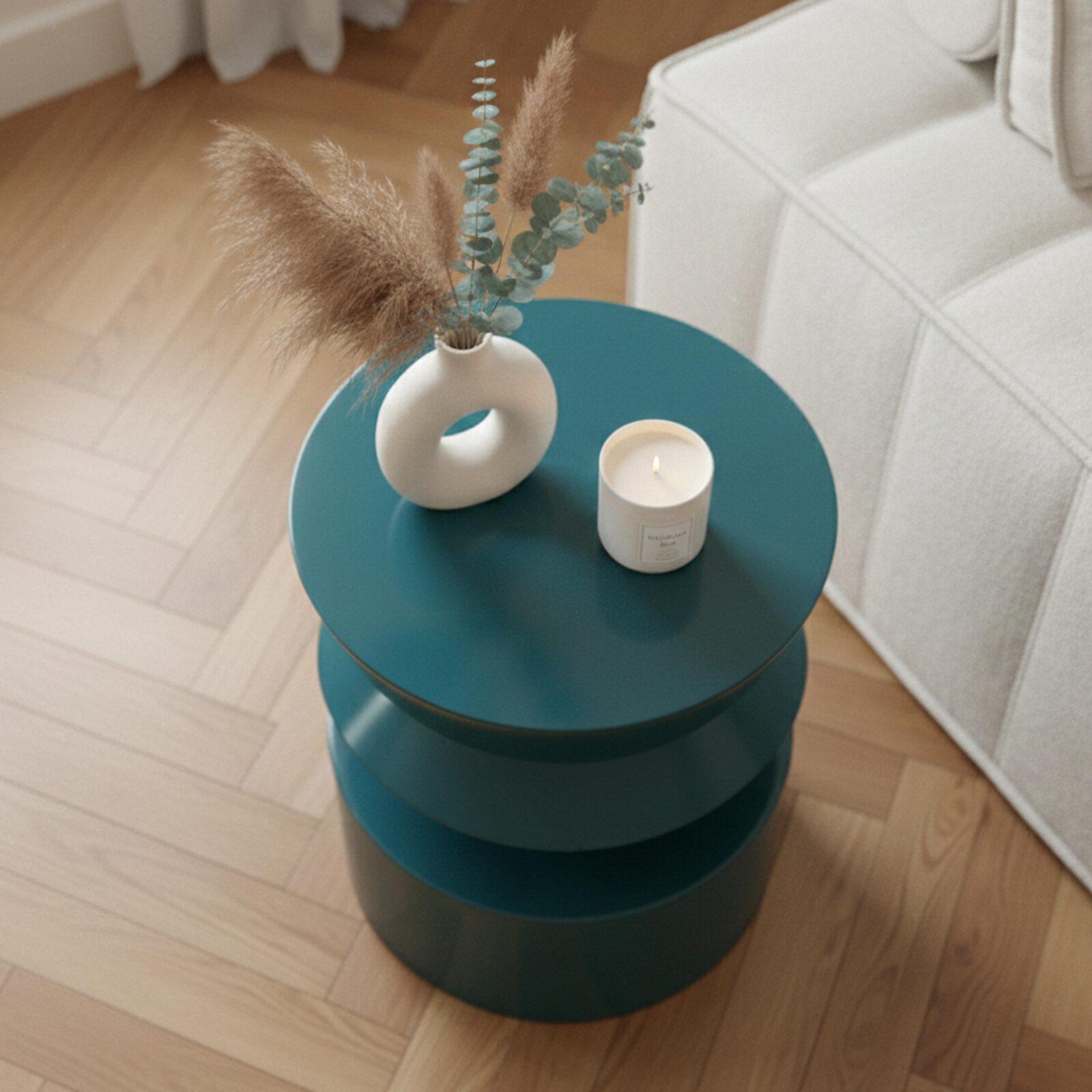 Mesa de centro efecto lacado redonda, Ø40 cm estilo retro