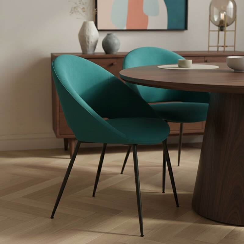 Sillas de terciopelo y metal - Lote de 2 (2/8)