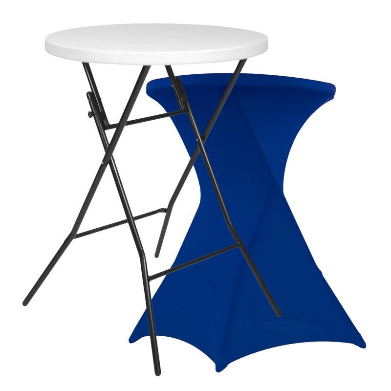 Mesa alta plegable 80x110 cm y funda elástica azul royal