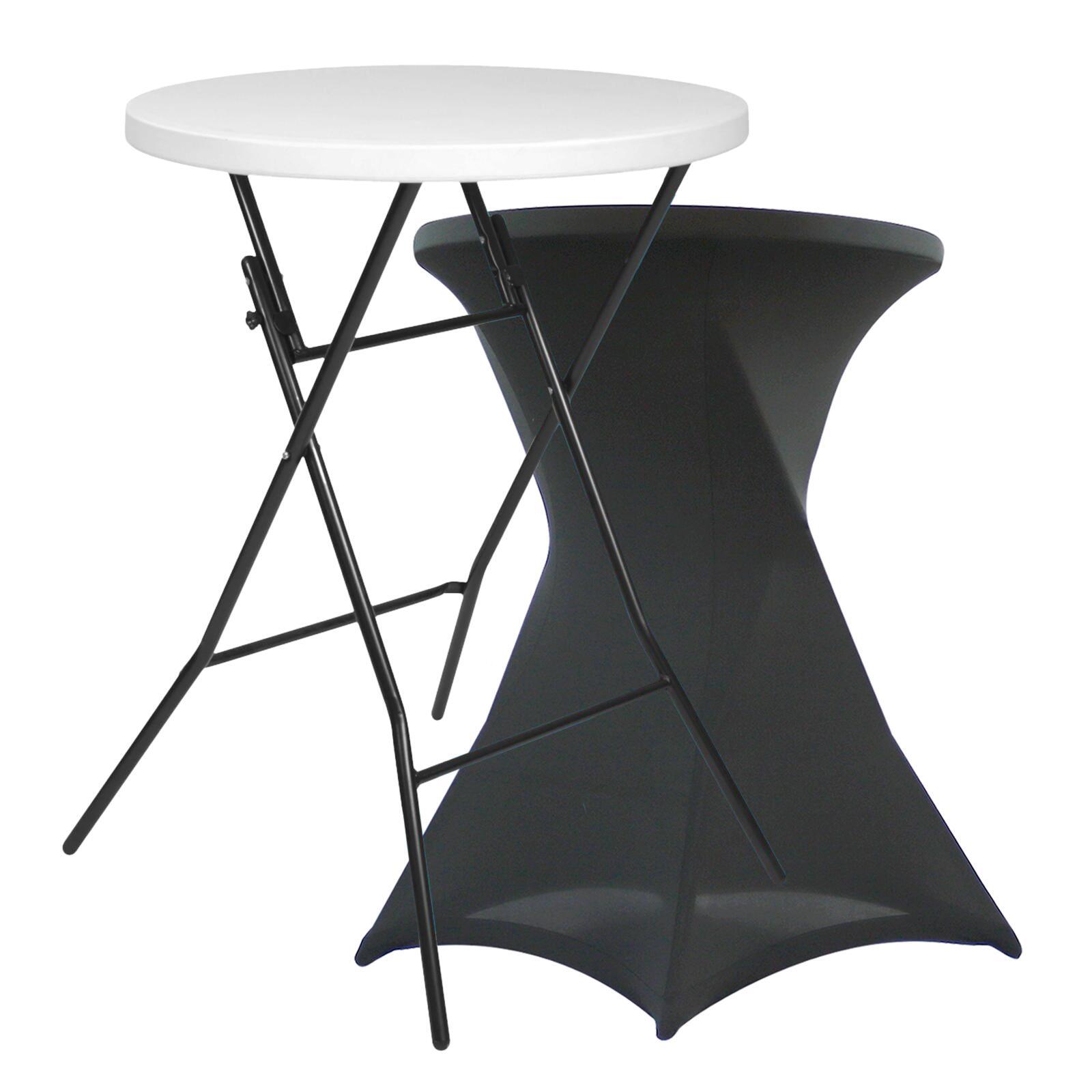 Mesa alta plegable 80x110 y funda elástica gris oscuro