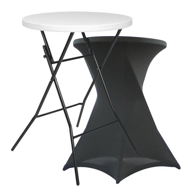 Mesa alta plegable 80x110 y funda elástica gris oscuro