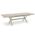 Mesa de jardín extensible de aluminio y cerámica efecto madera 8 a 12 personas 200/260x100 cm 