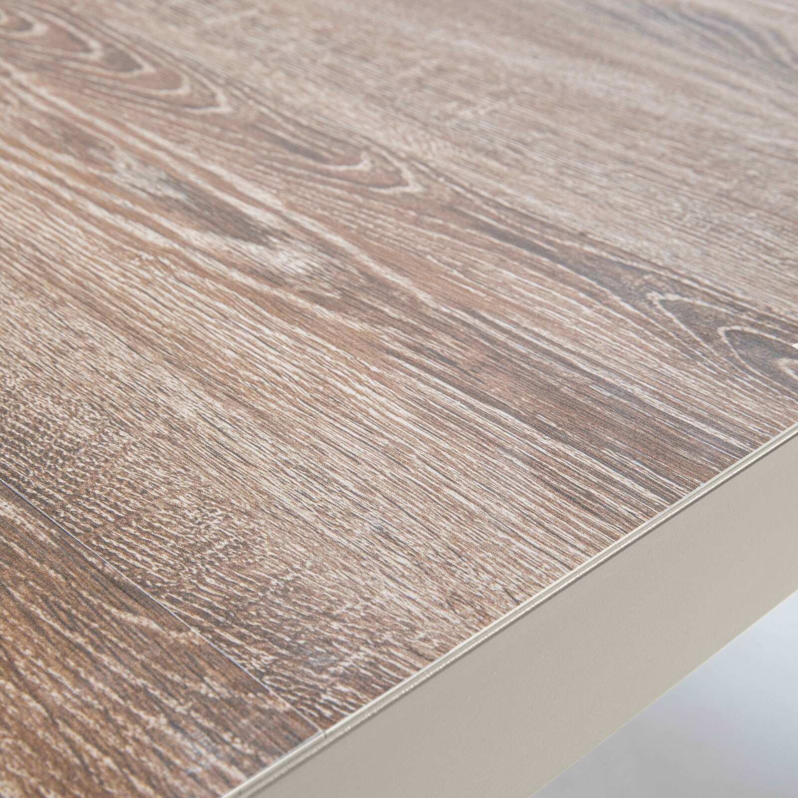 Mesa de jardín de aluminio y cerámica efecto madera 206x100 cm y 8 sillas en textilene