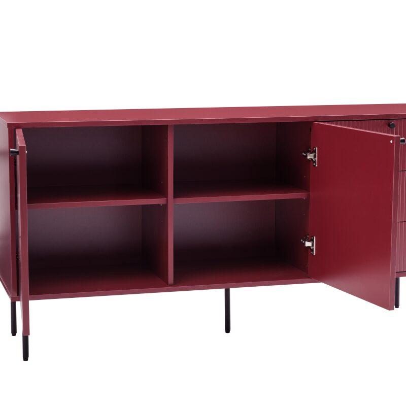 Aparador liso 2 puertas 3 cajones efecto lamas 150 cm (5/7)