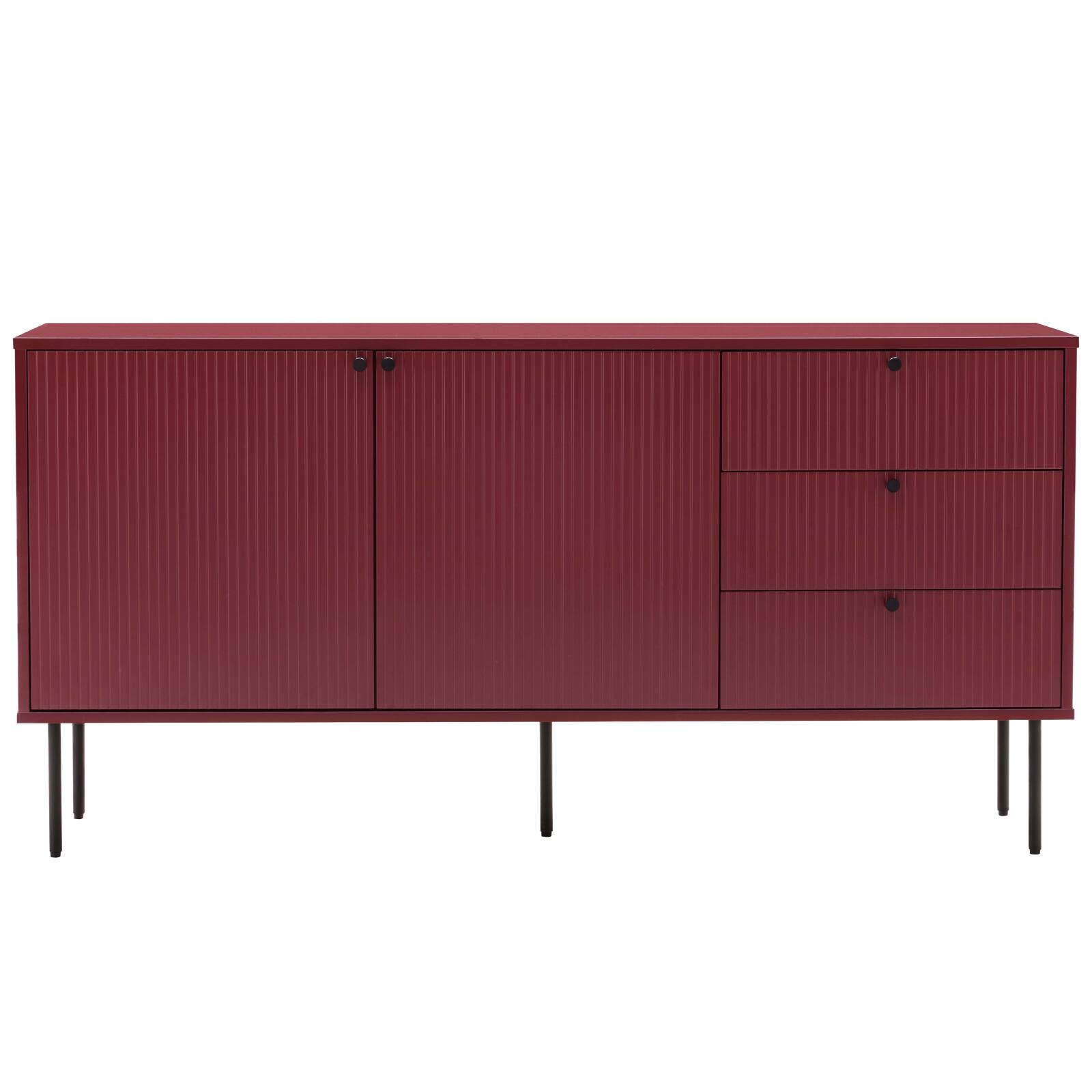 Aparador liso 2 puertas 3 cajones efecto lamas 150 cm