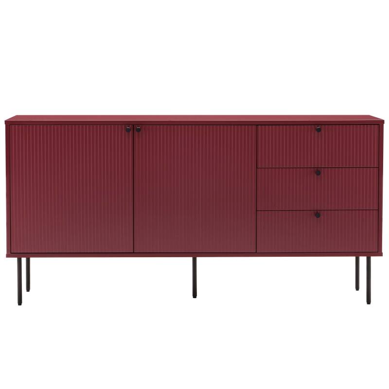 Aparador liso 2 puertas 3 cajones efecto lamas 150 cm (3/7)