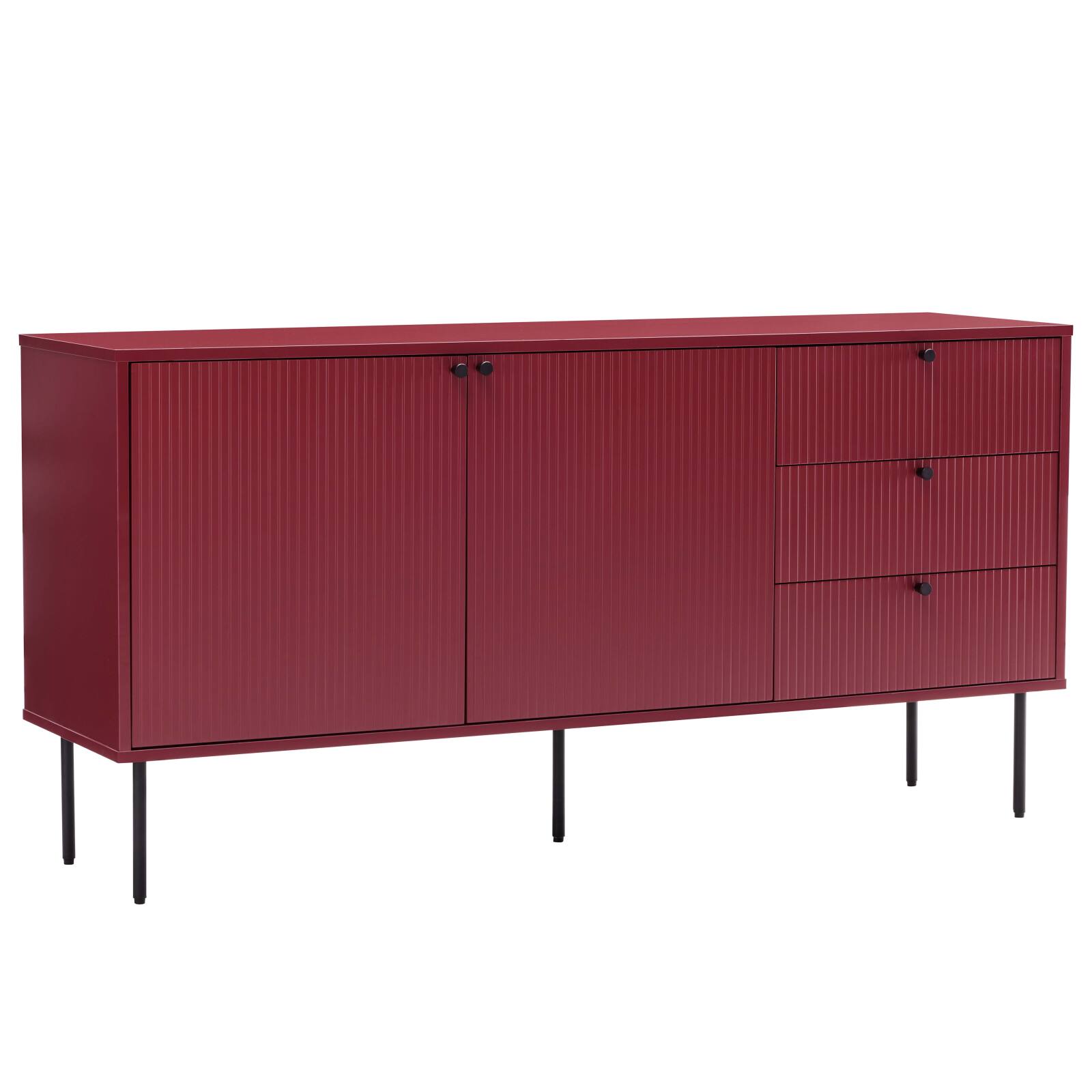 Aparador liso 2 puertas 3 cajones efecto lamas 150 cm
