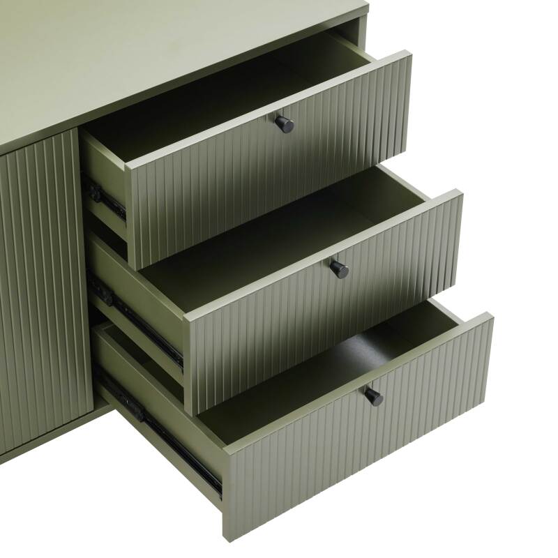 Aparador liso 2 puertas 3 cajones efecto lamas 150 cm (6/7)