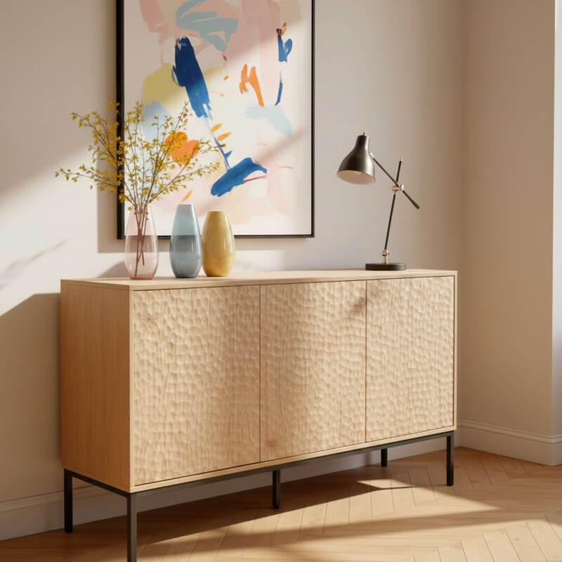 Aparador efecto madera 3 puertas de 147 cm