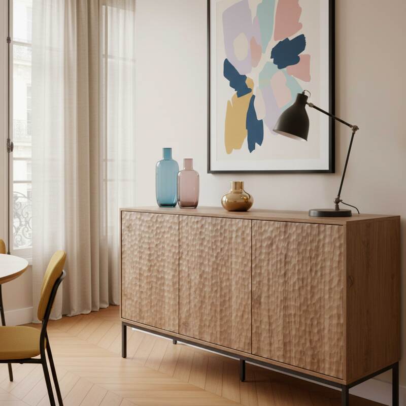 Aparador efecto madera 3 puertas de 147 cm (2/8)