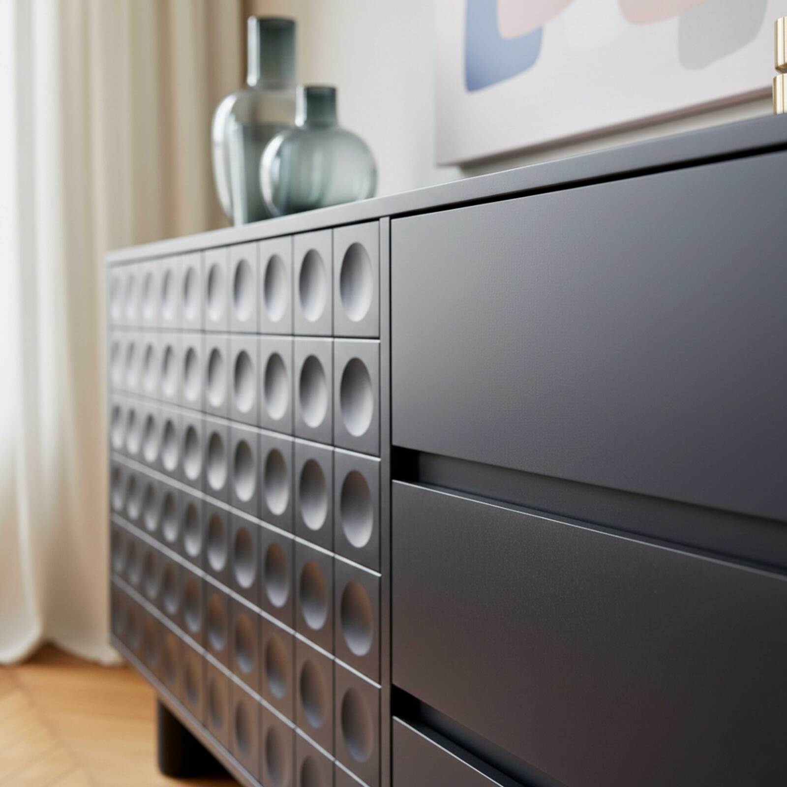 Aparador liso 2 puertas 3 cajones 160 cm