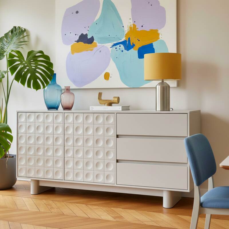 Aparador liso 2 puertas 3 cajones 160 cm (2/7)