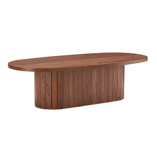 Mesa de centro efecto madera FSC® ovalada 120x60 cm | Oviala