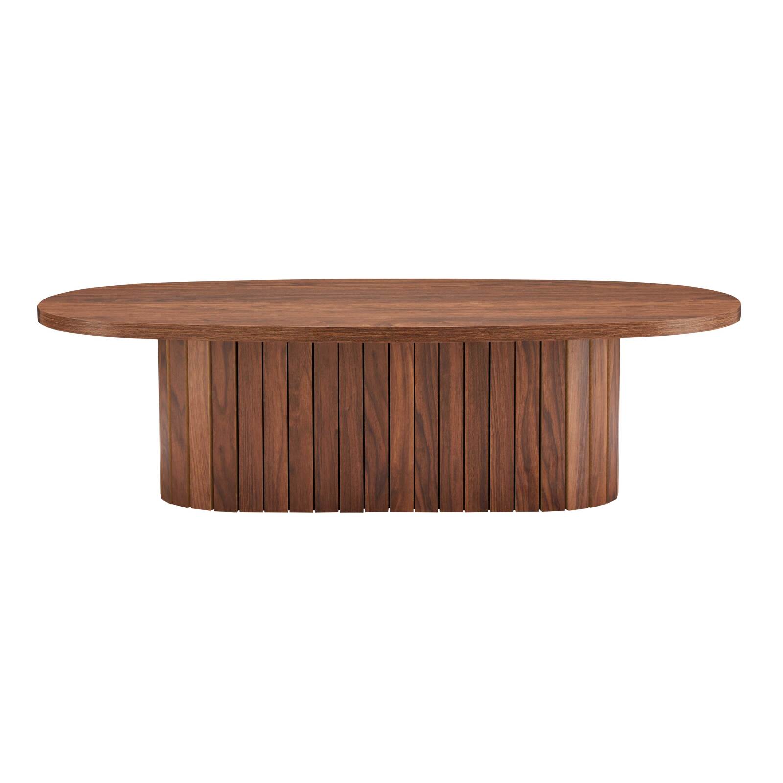 Mesa de centro efecto madera FSC® ovalada 120x60 cm estilo boho