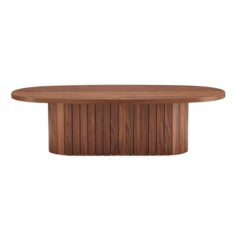 Mesa de centro efecto madera FSC® ovalada 120x60 cm estilo boho (4/8)