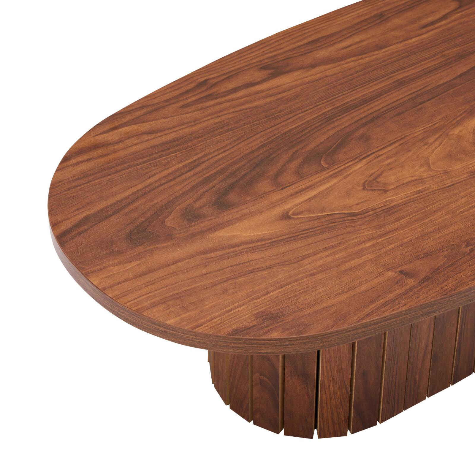 Mesa de centro efecto madera FSC® ovalada 120x60 cm estilo boho