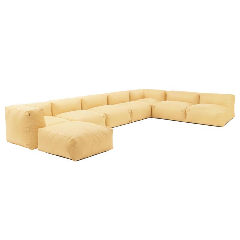 Sofá modular de exterior para 8 personas con 5 sillones, 2 sillones esquineros y 1 puf