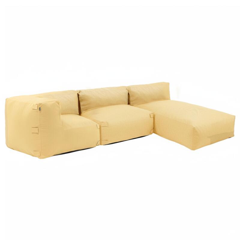 Sofá modular de exterior para 3 personas con 1 sillón, 1 sillón esquinero y 1 chaise longue