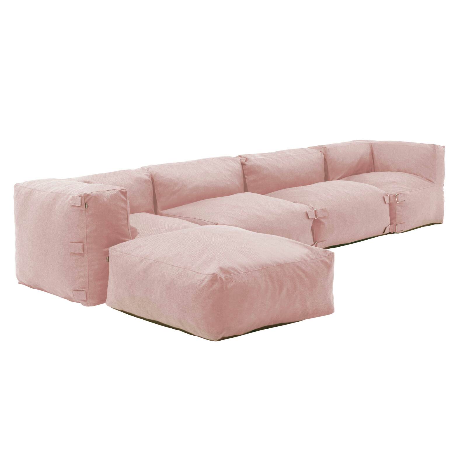 Sofá modular de exterior para 5 personas con 2 sillones, 2 sillones esquineros y 1 puf