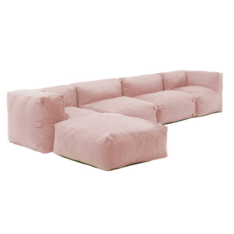 Sofá modular de exterior para 5 personas con 2 sillones, 2 sillones esquineros y 1 puf