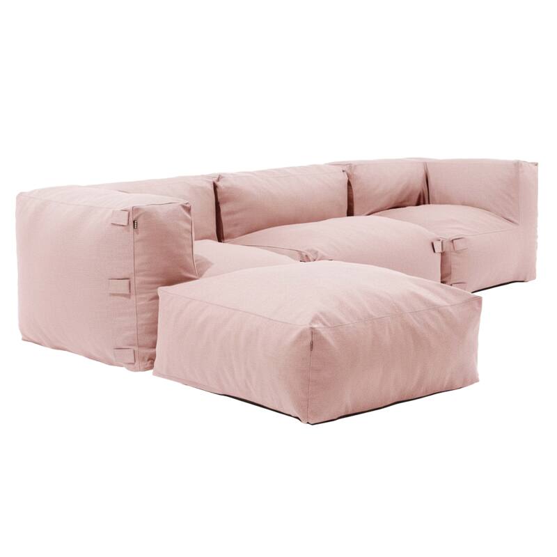 Sofá modular de exterior para 4 personas con 1 sillón, 2 sillones esquineros y 1 puf