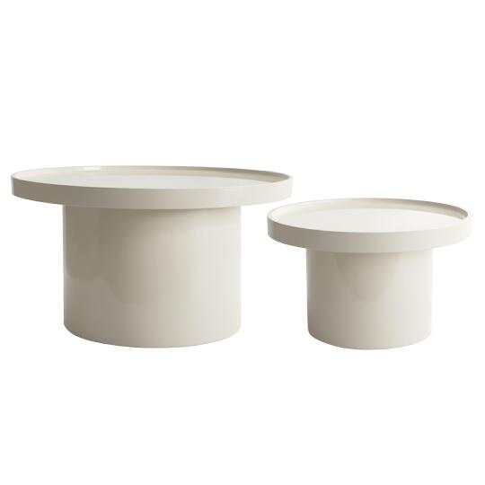 Mesas de centro efecto lacado nido redondas  Ø70 y Ø50 cm estilo retro - Lote de 2