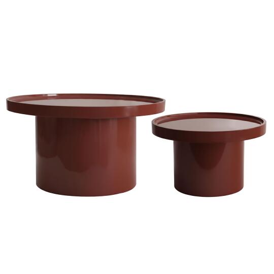 Mesas de centro efecto lacado nido redondas  Ø70 y Ø50 cm estilo retro - Lote de 2 | Oviala