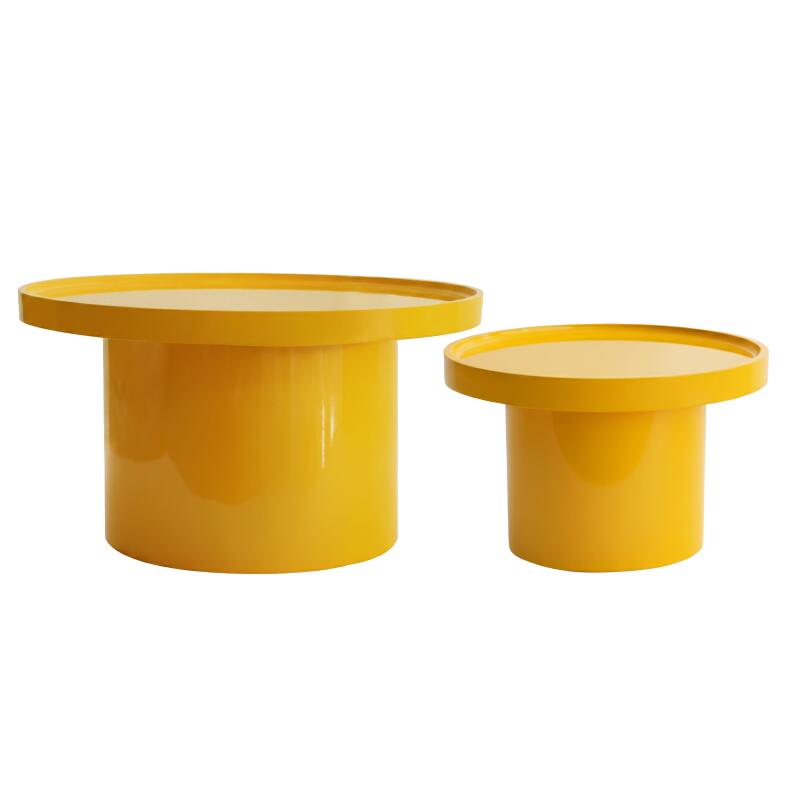 Mesas de centro efecto lacado nido redondas  Ø70 y Ø50 cm estilo retro - Lote de 2