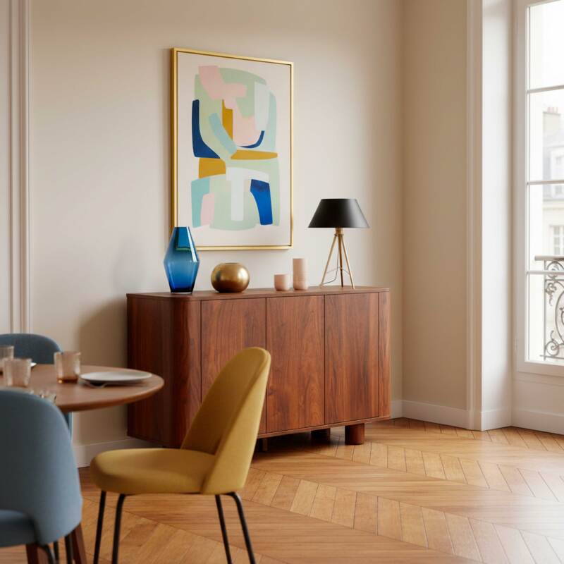 Aparador efecto madera 3 puertas 120 cm estilo escandinavo