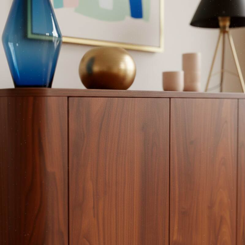 Aparador efecto madera 3 puertas 120 cm estilo escandinavo (3/8)