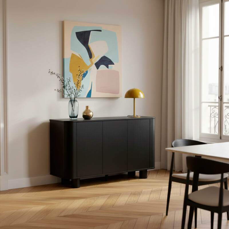 Aparador efecto madera 3 puertas 120 cm estilo escandinavo