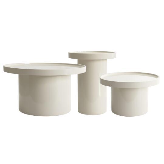 Mesas de centro efecto lacado nido redondas  Ø70, Ø50 y Ø40 cm estilo retro - Lote de 3