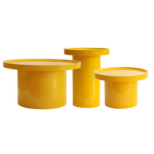 Mesas de centro efecto lacado nido redondas  Ø70, Ø50 y Ø40 cm estilo retro - Lote de 3 | Oviala